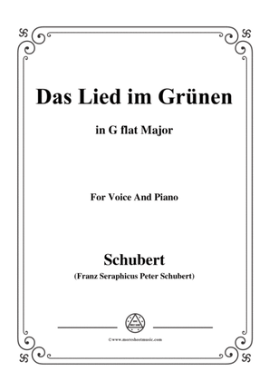 Book cover for Schubert-Das Lied im Grünen,Op.115 No.1,in G flat Major,for Voice&Piano