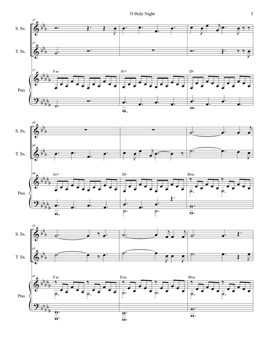 O Holy Night (Duet for Soprano and Tenor Saxophone) Woodwind Duet scores gallery preview page 6