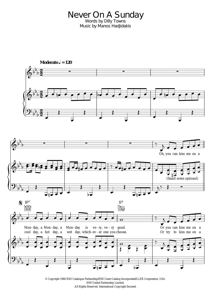 Never On Sunday Never On Sunday Guitar scores gallery preview page 1