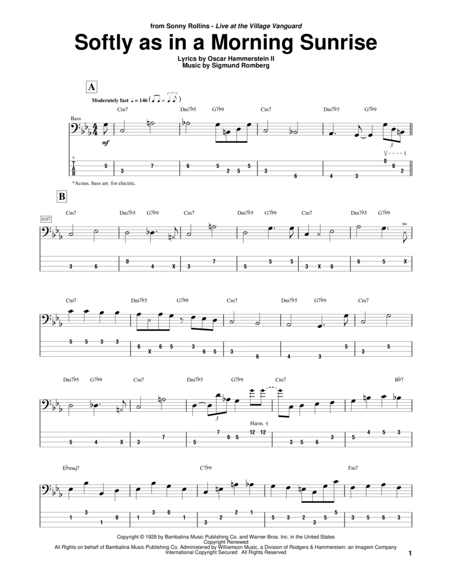 Softly As In A Morning Sunrise Guitar Tablature scores gallery preview page 1