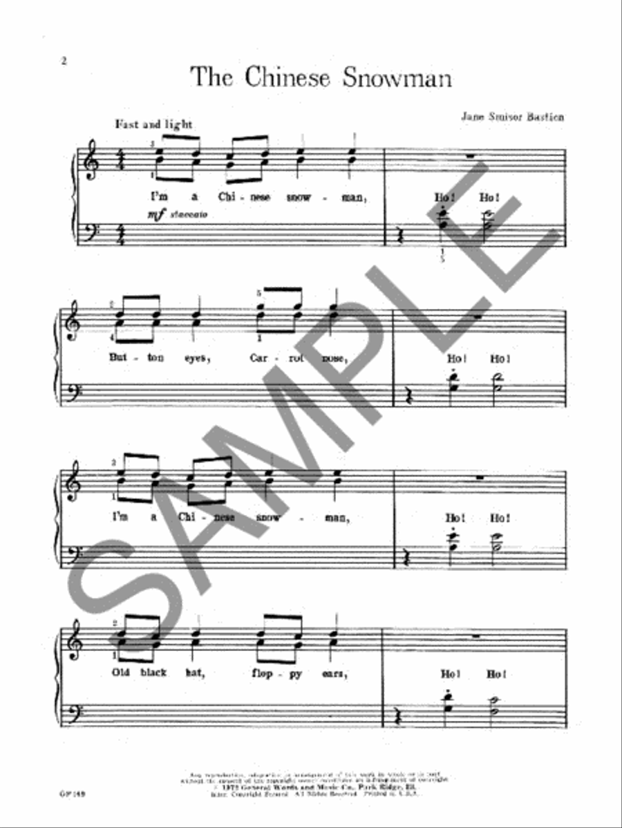The Chinese Snowman Piano Method scores gallery preview page 2