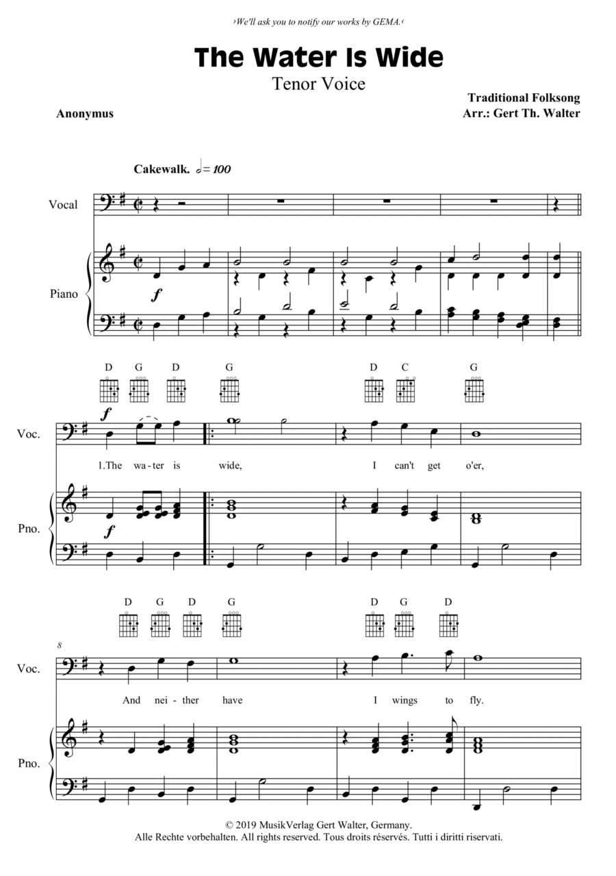 The Water Is Wide Voice Solo scores gallery preview page 1