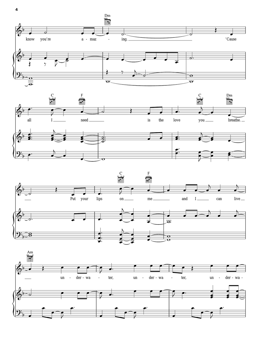 Underwater Underwater Piano, Vocal, Guitar scores gallery preview page 4