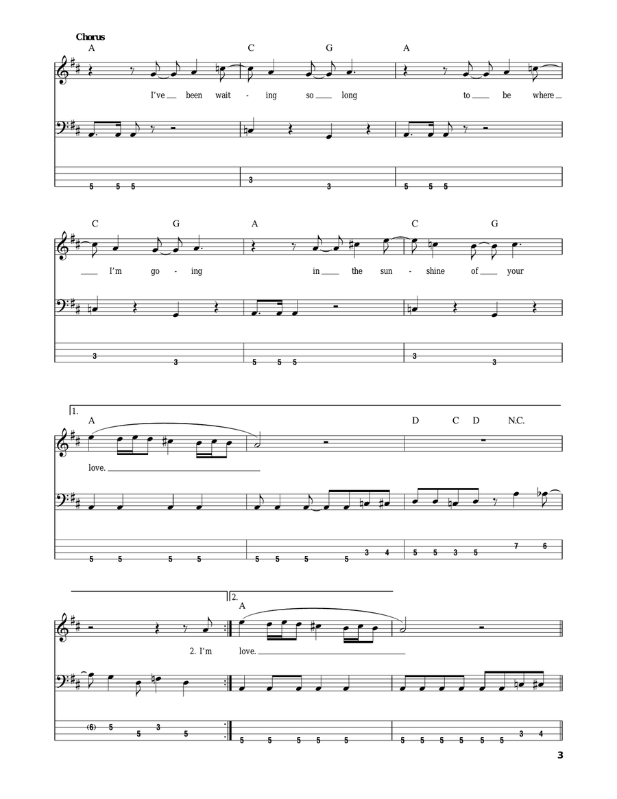 Sunshine Of Your Love Bass Guitar Tablature scores gallery preview page 3