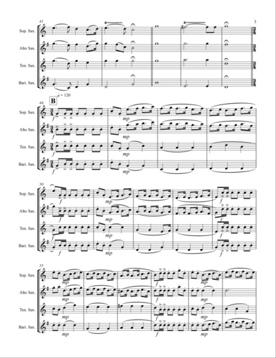 Handel – Music for the Royal Fireworks (for Saxophone Quartet SATB) Saxophone Quartet scores gallery preview page 4