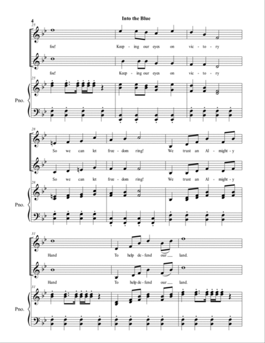 US SPACE FORCE HYMN (Into the Blue) (2-part choir) 2-Part scores gallery preview page 4