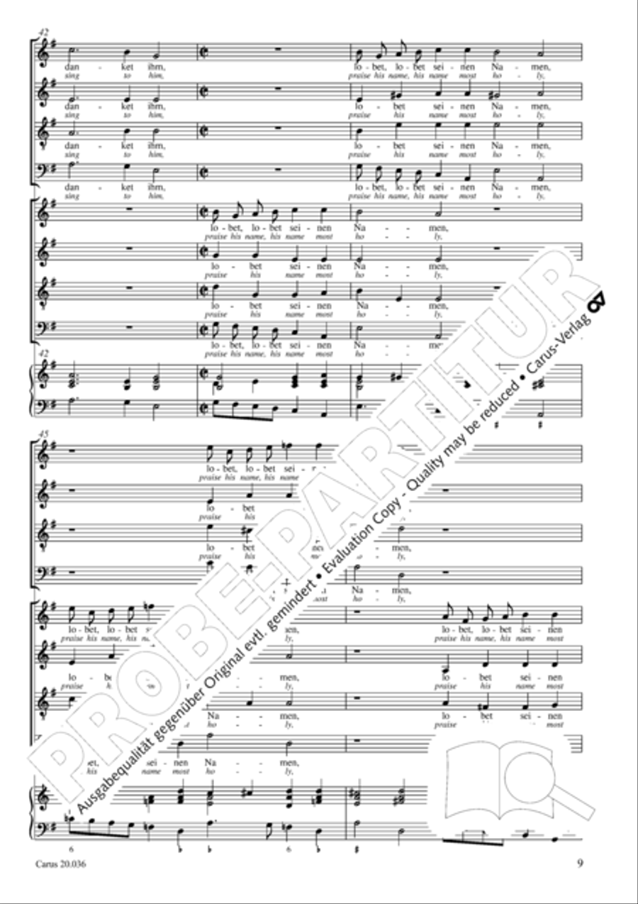 Shout to the Lord, all the earth (Jauchzet dem Herren, alle Welt) 4-Part scores gallery preview page 10