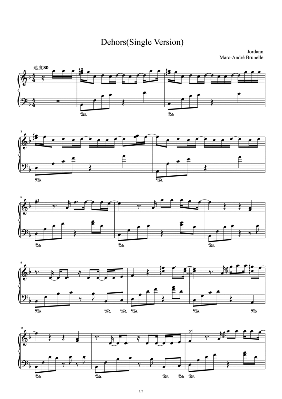 Dehors Piano Solo scores gallery preview page 1