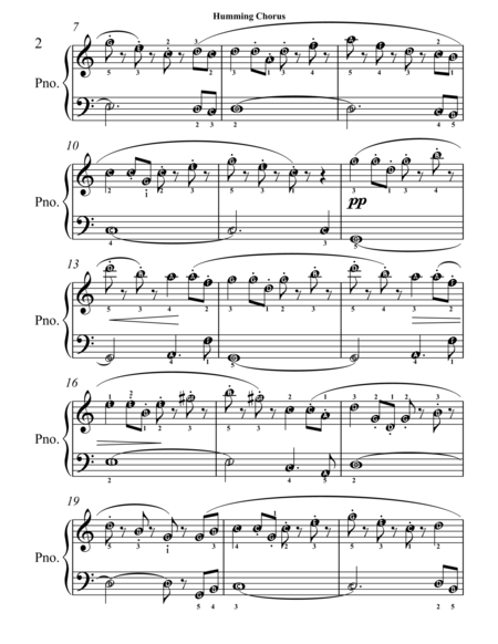 Humming Chorus Easy Piano Sheet Music
