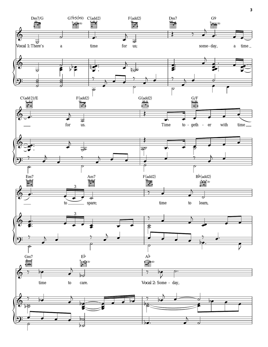 Somewhere Piano, Vocal, Guitar scores gallery preview page 3