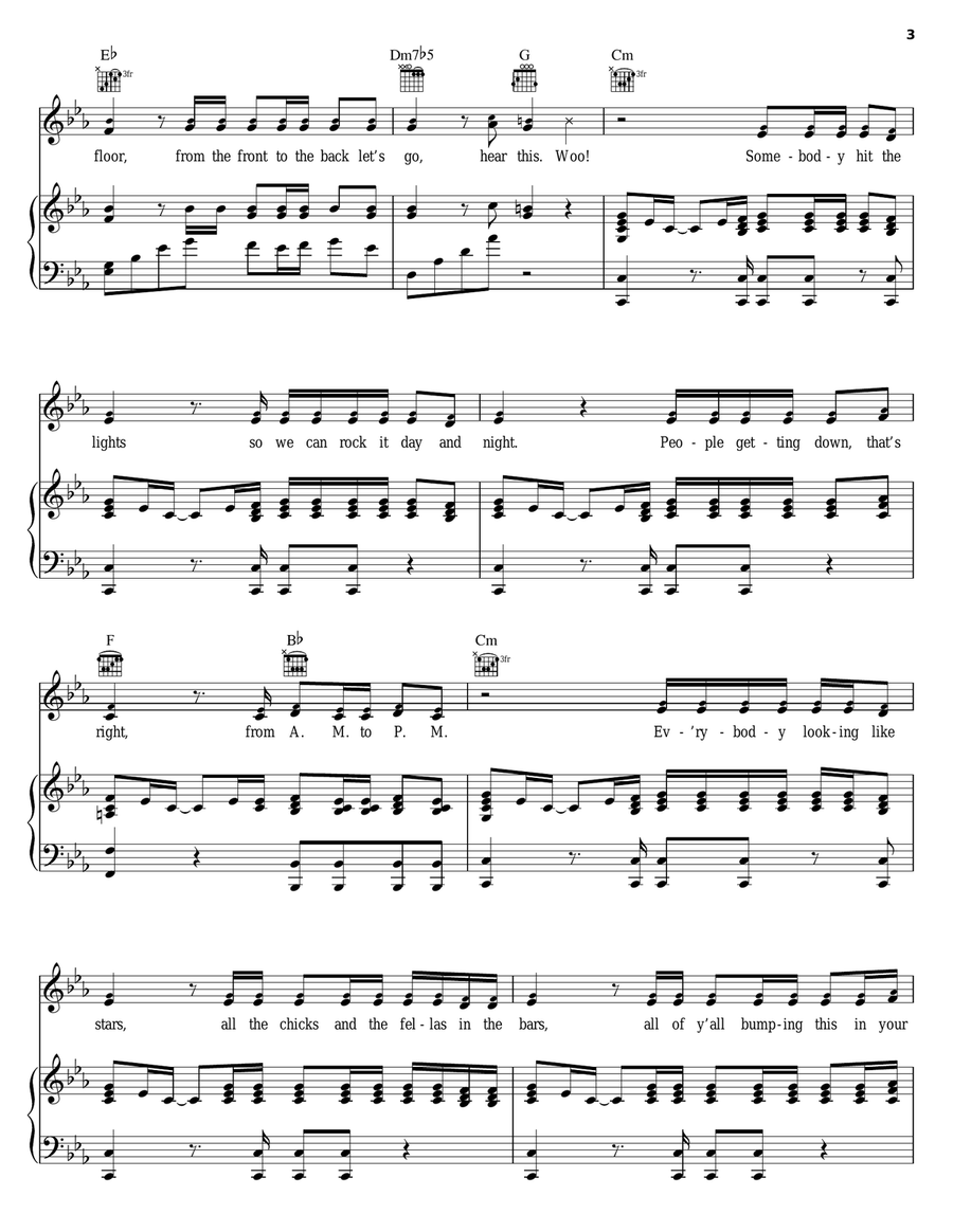 AM To PM AM To PM Piano, Vocal, Guitar scores gallery preview page 3