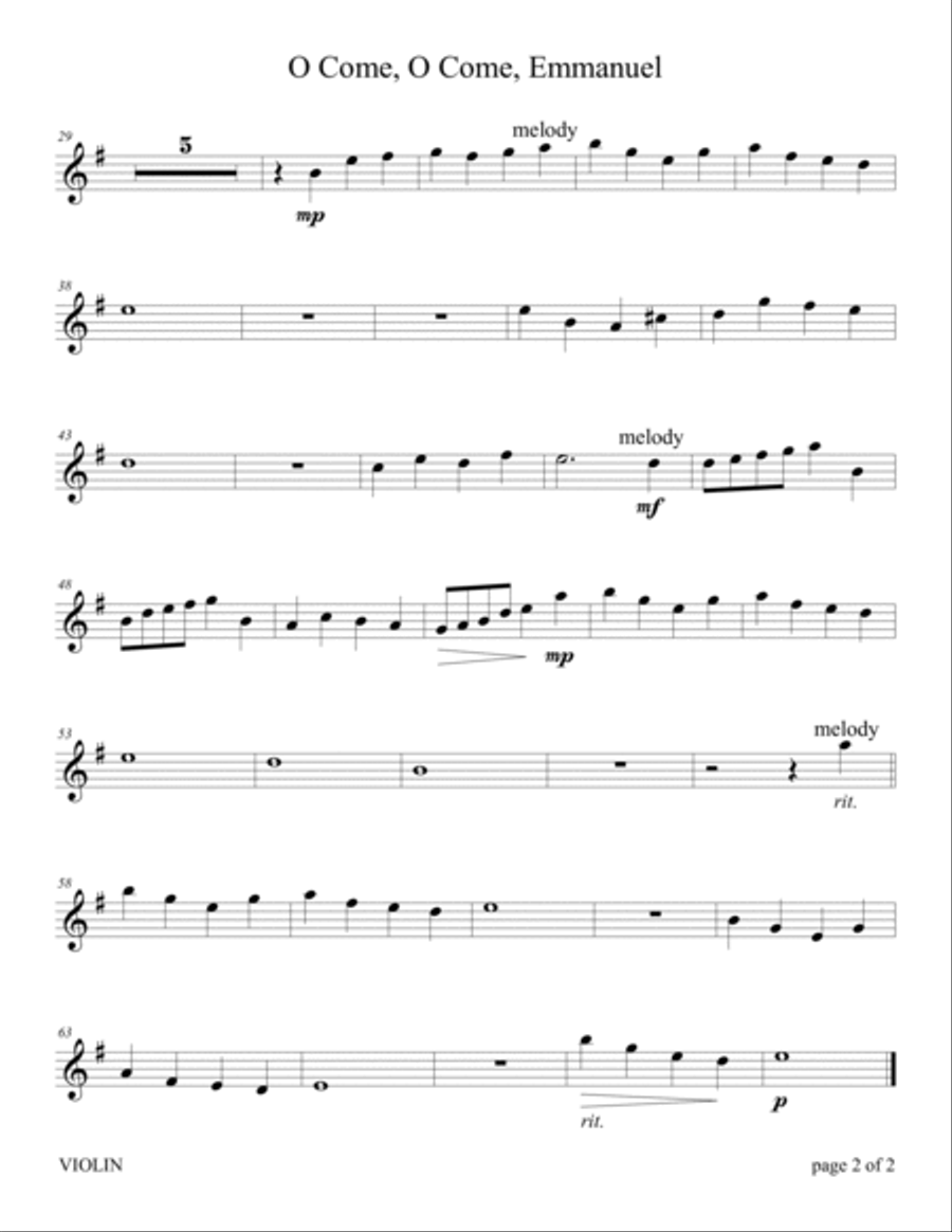 O Come, O Come, Emmanuel (for Violin and Cello Duet with Piano accompaniment) Piano Trio scores gallery preview page 4