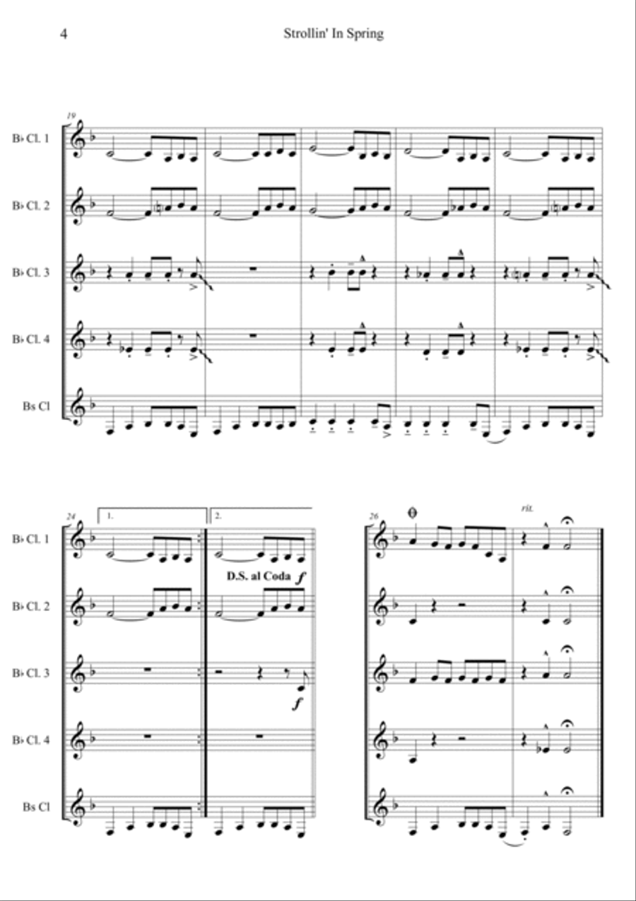 Strollin' In Spring Woodwind Quintet scores gallery preview page 5