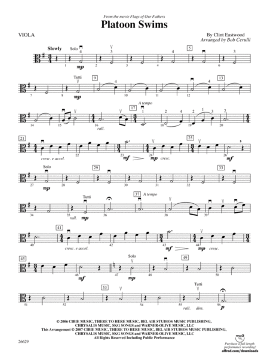 Platoon Swims (from Flags of Our Fathers): Viola String Orchestra scores gallery preview page 1