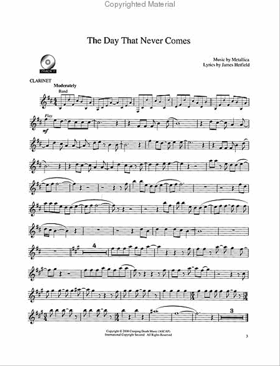 Best of Metallica for Clarinet Clarinet Solo scores gallery preview page 2