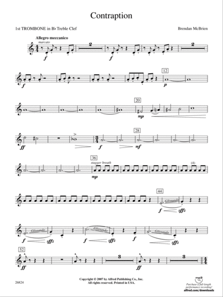 Contraption: (World Part) 1st B-flat Trombone T.C. Concert Band scores gallery preview page 1