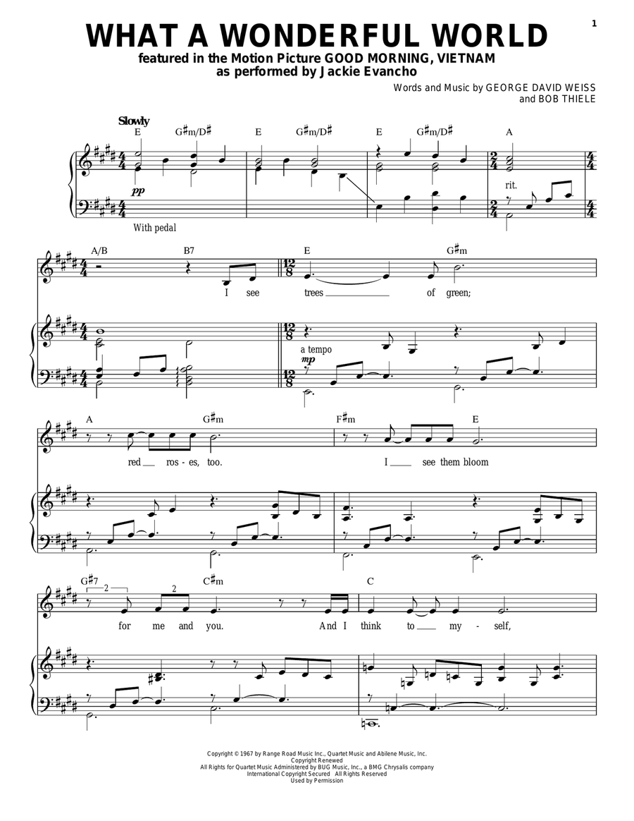 What A Wonderful World Piano, Vocal scores gallery preview page 1