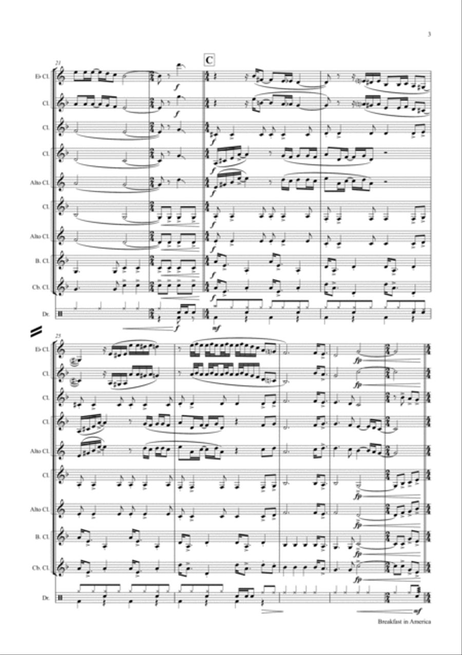 Breakfast In America Clarinet Quintet scores gallery preview page 3