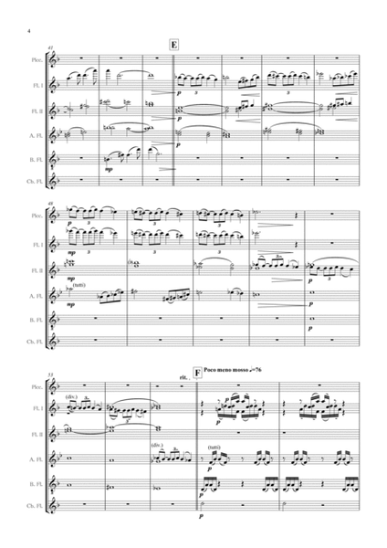 "Divertimento" for Flute Ensemble Mov.1, Score and Parts