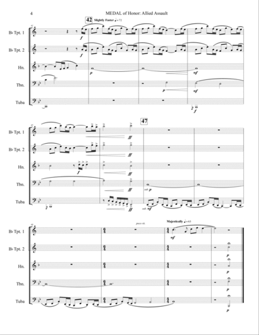 Medal Of Honor: Allied Assault Brass Quintet scores gallery preview page 5