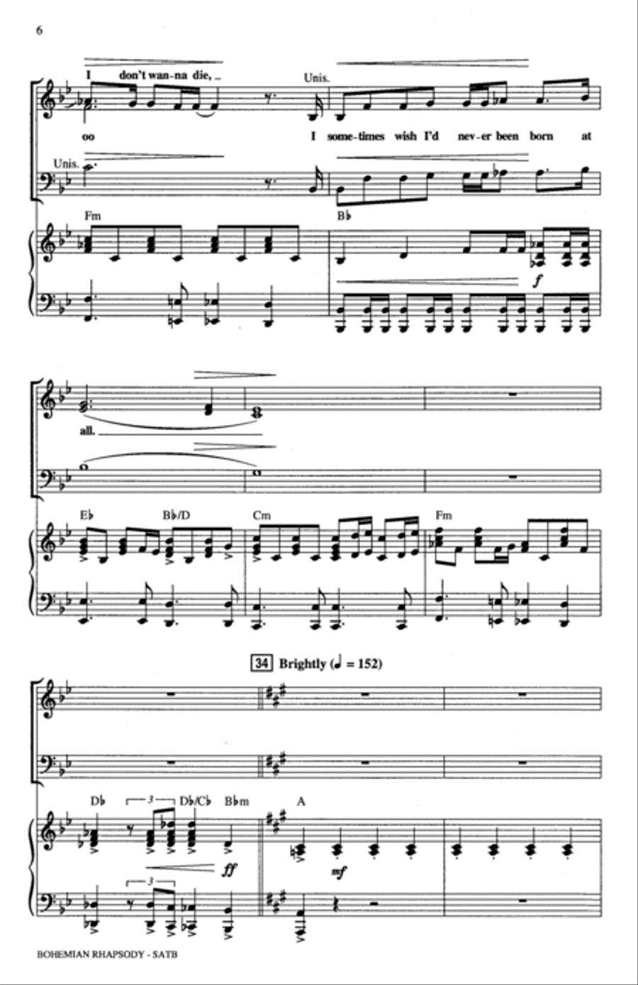 Bohemian Rhapsody (arr. Mark Brymer) 4-Part scores gallery preview page 5
