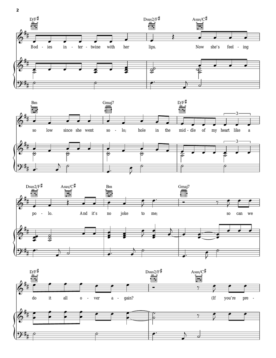 Over Again Over Again Piano, Vocal, Guitar scores gallery preview page 2