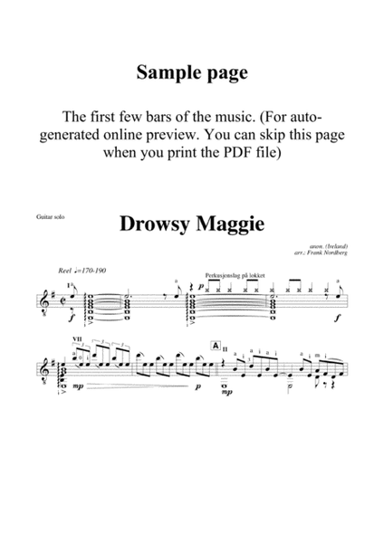 Drowsy Maggie, extended version (solo guitar with and without tablature) image number null