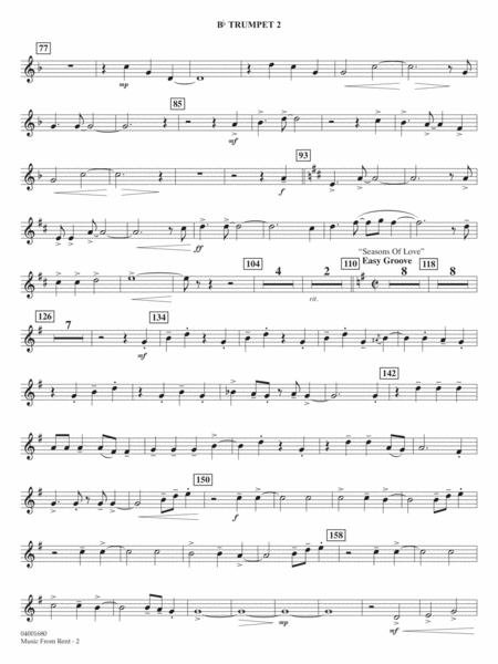 Music from Rent (arr. Jay Bocook) - Bb Trumpet 2
