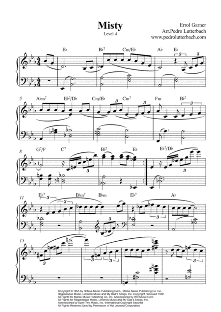 Misty Piano Solo scores gallery preview page 1