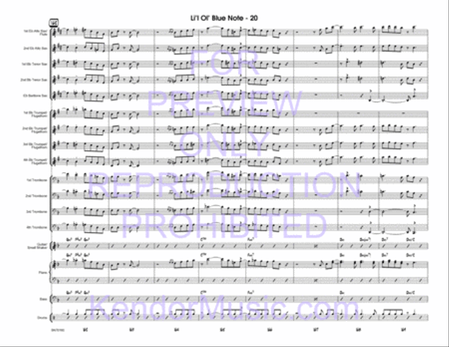 Li'l Ol' Blue Note (Full Score) Jazz Ensemble scores gallery preview page 21