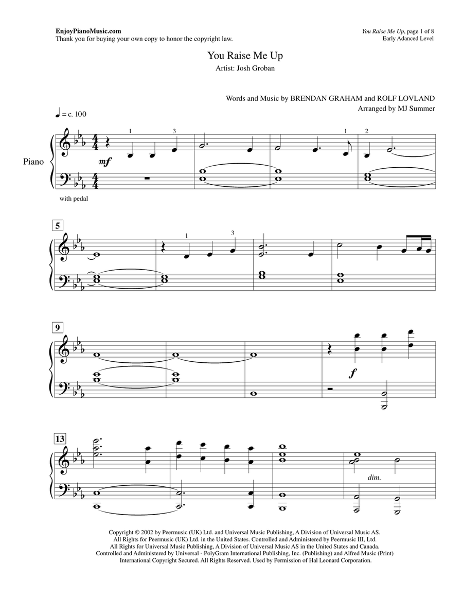 You Raise Me Up You Raise Me Up Piano Method scores gallery preview page 2