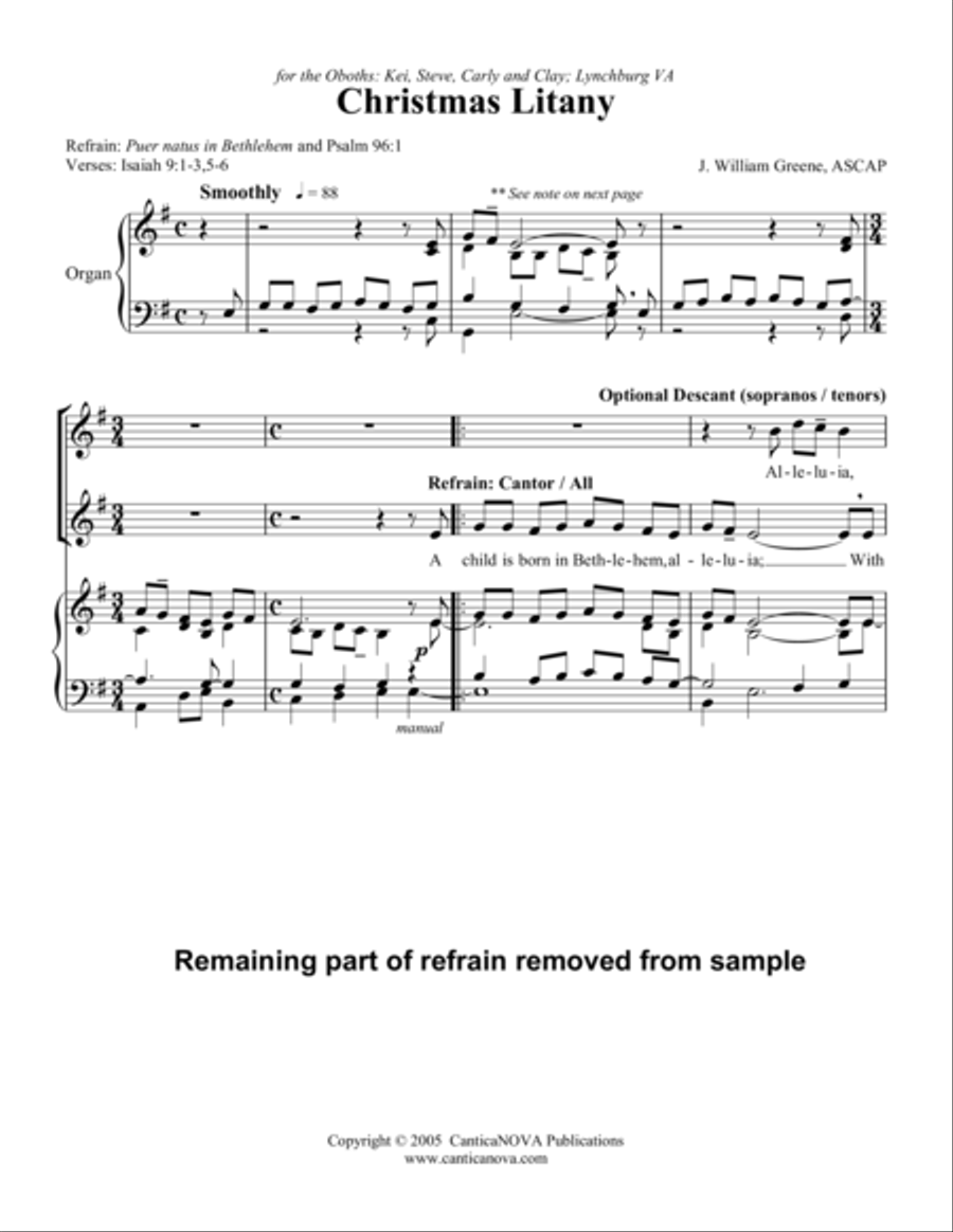 Christmas Litany Unison Choir scores gallery preview page 2
