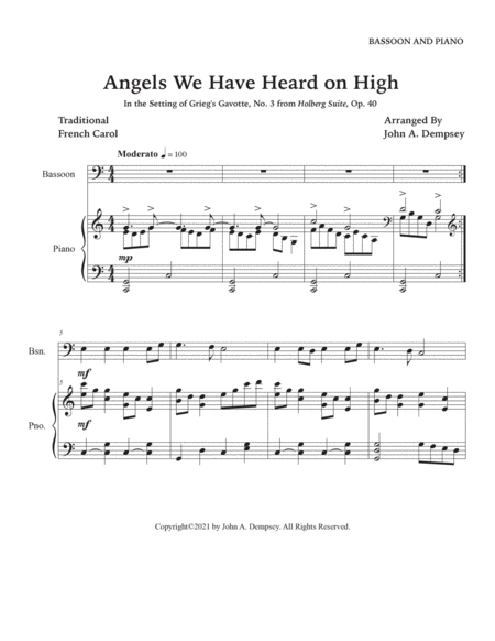 Angels We Have Heard on High (Bassoon and Piano) image number null