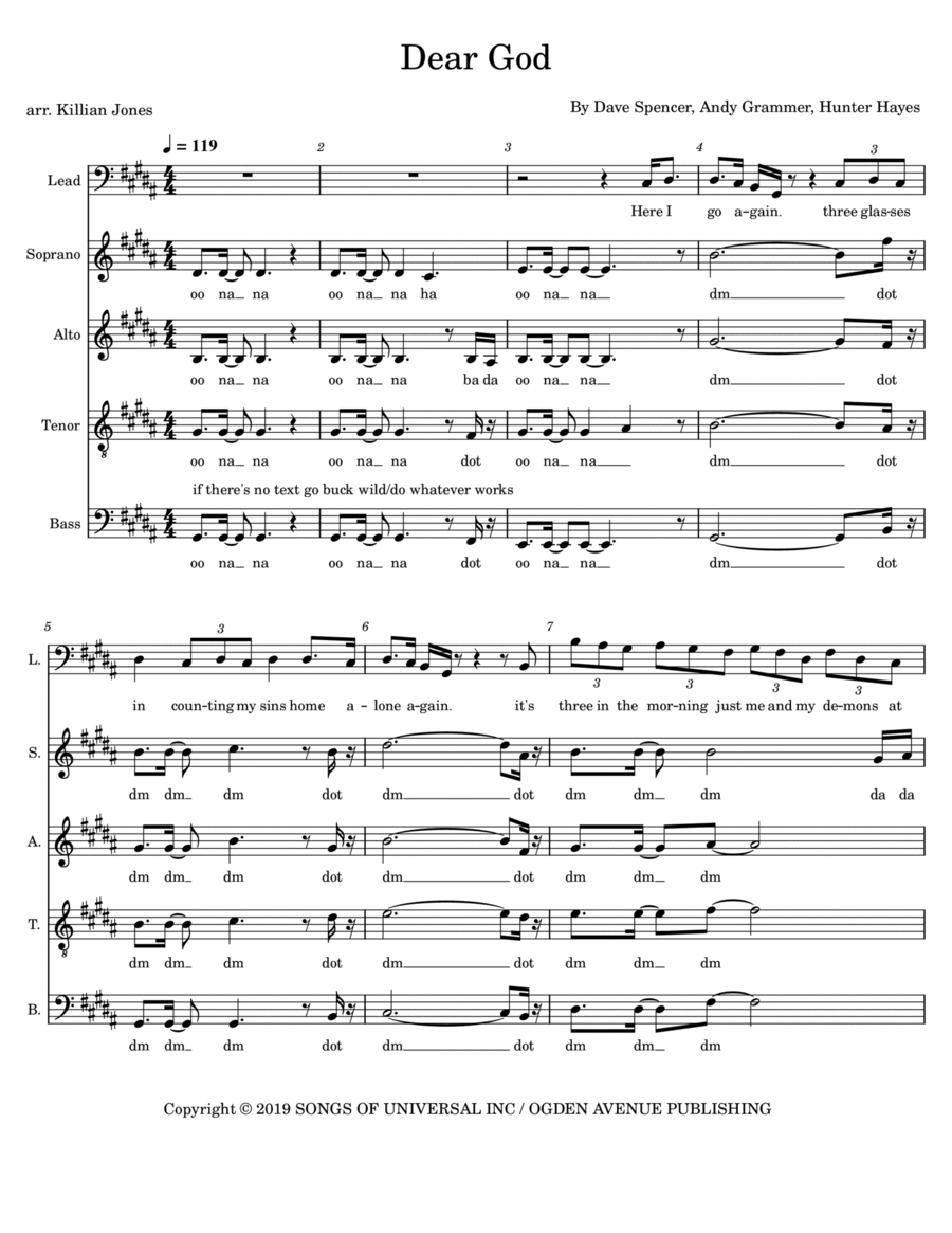 Dear God A Cappella scores gallery preview page 1
