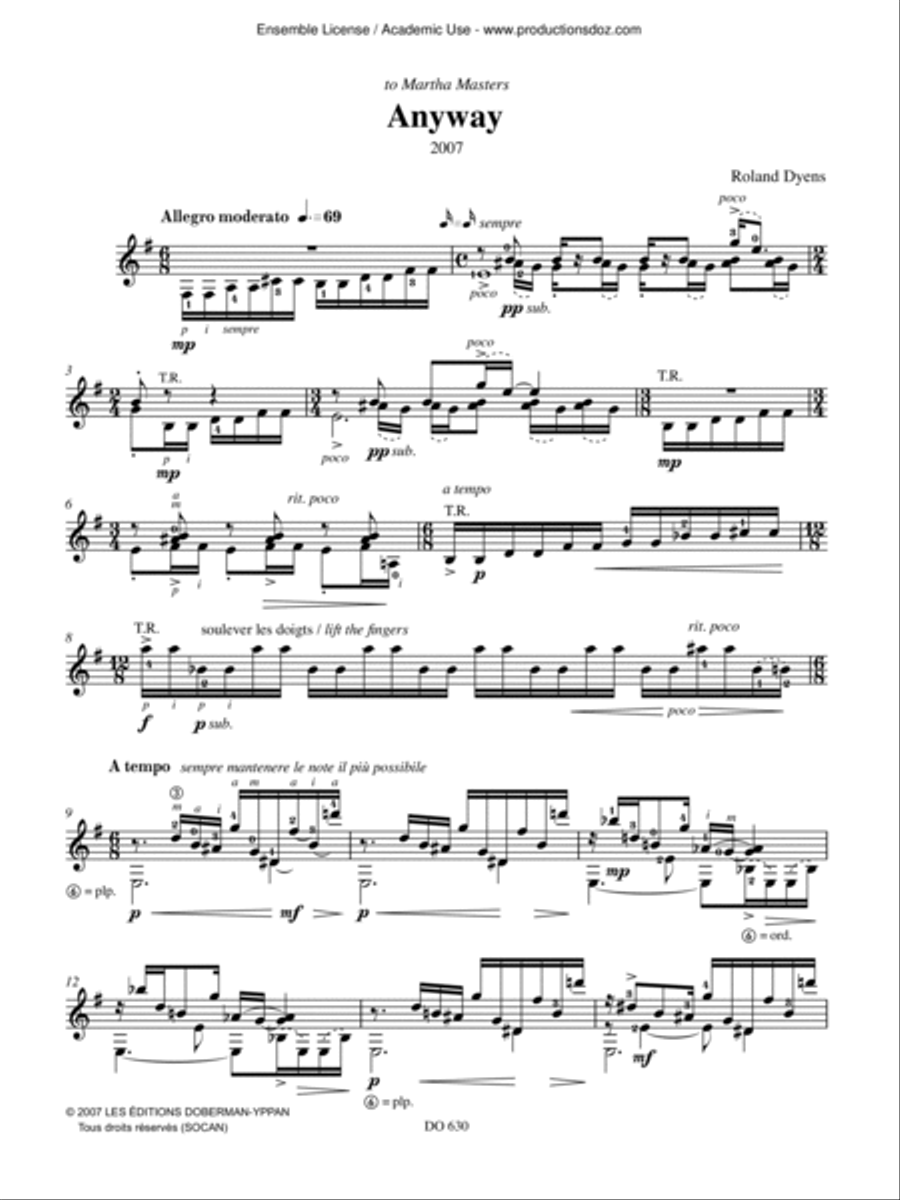 Anyway Classical Guitar scores gallery preview page 6
