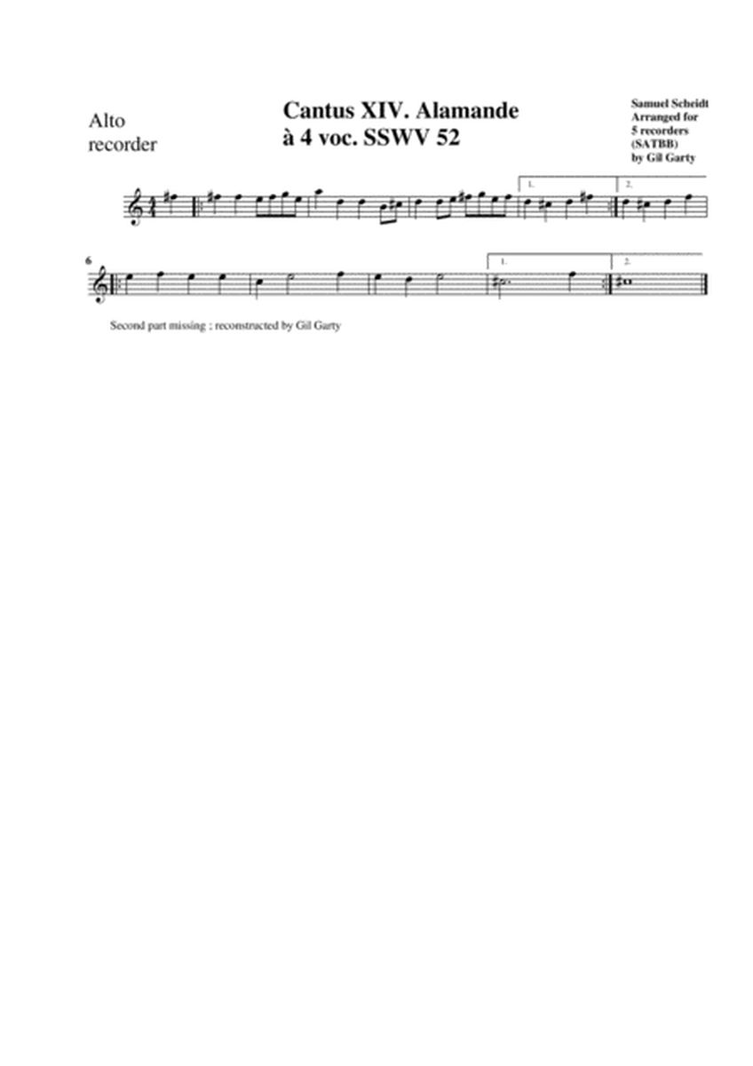 Alamande (Allemande) SSWV 52 (arrangement for 5 recorders)