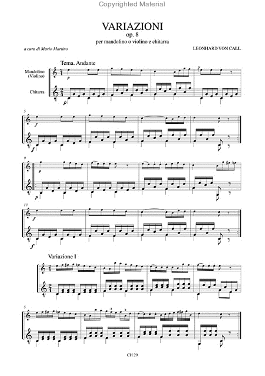 Variations Op. 8 for Mandolin (Violin) and Guitar Violin scores gallery preview page 2