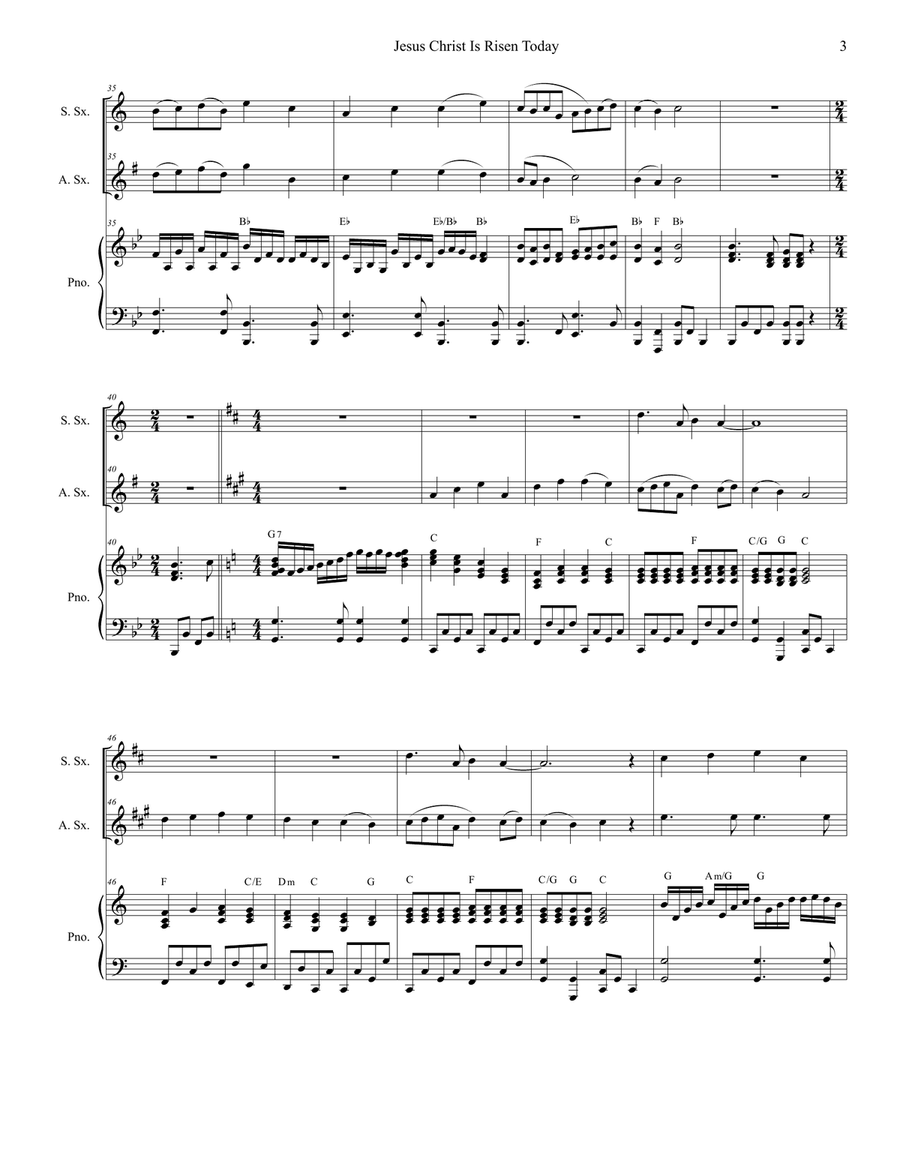 Jesus Christ Is Risen Today (Duet for Soprano and Alto Saxophone) Woodwind Duet scores gallery preview page 4