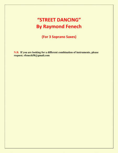 "Street Dancing" - For 3 Soprano Saxes - Early Intermediate/ Intermediate level image number null