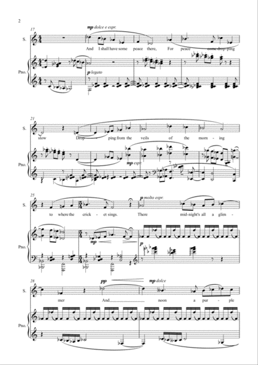 The Lake Isle of Innisfree Voice scores gallery preview page 2