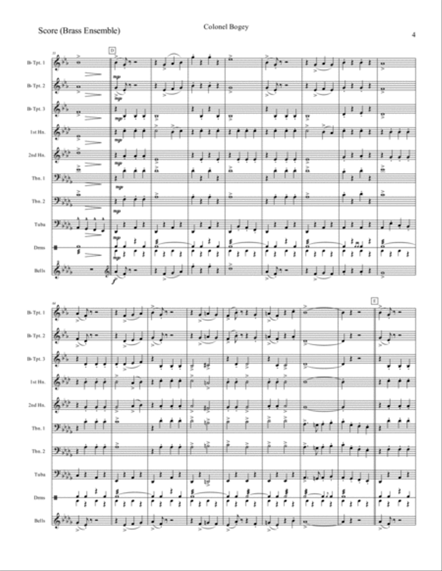 Colonel Bogey March Brass Ensemble scores gallery preview page 5