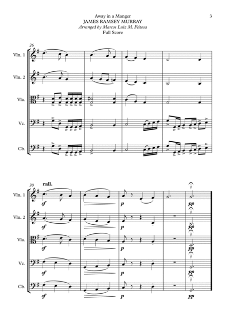 Away in a Manger - String Ensemble Cello scores gallery preview page 5