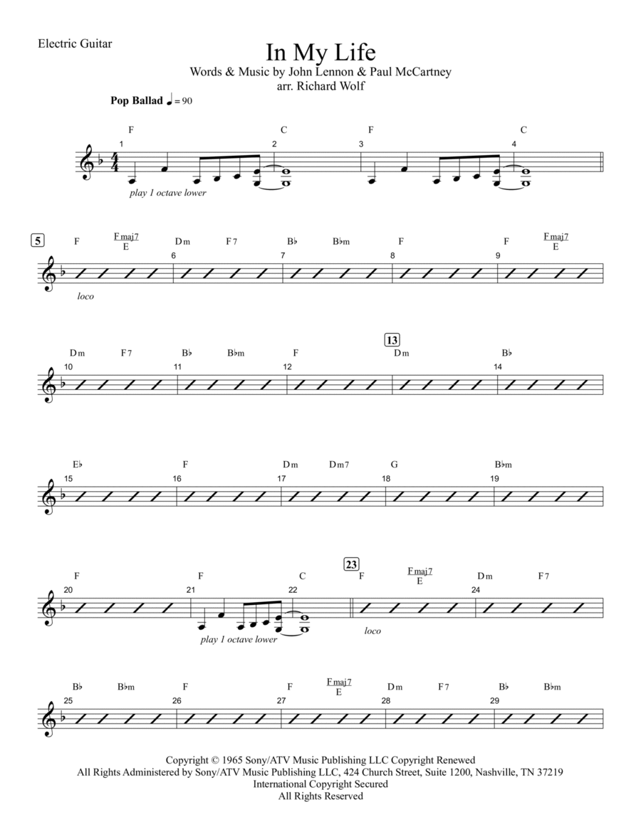 In My Life 4-Part scores gallery preview page 1
