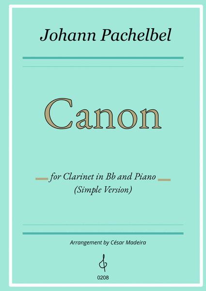Pachelbel's Canon in D - Bb Clarinet and Piano - Simple Version (Full Score) image number null
