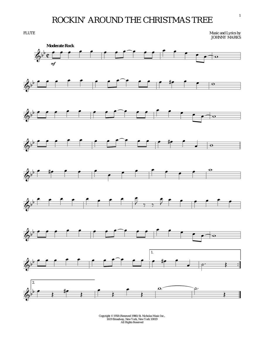 Rockin' Around The Christmas Tree Flute Solo scores gallery preview page 1