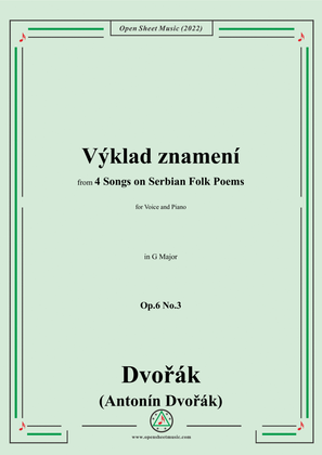 Dvořák-Výklad znamení,in G Major,Op.6 No.3,from 4 Songs on Serbian Folk Poems,for Voice and Piano