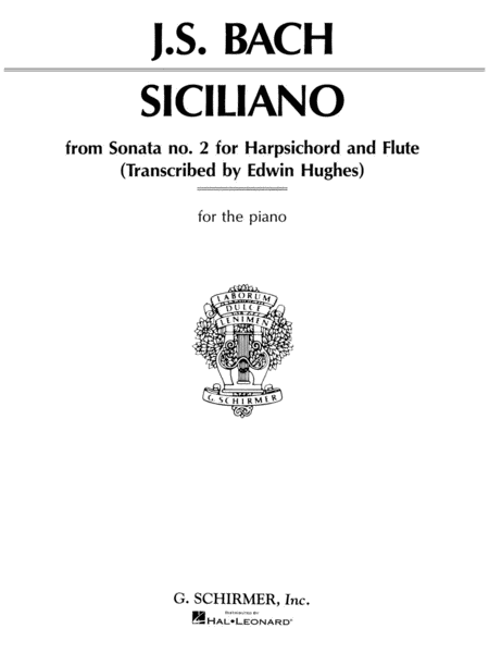 Siciliano Sonata No. 2 by Johann Sebastian Bach Piano Solo - Sheet Music