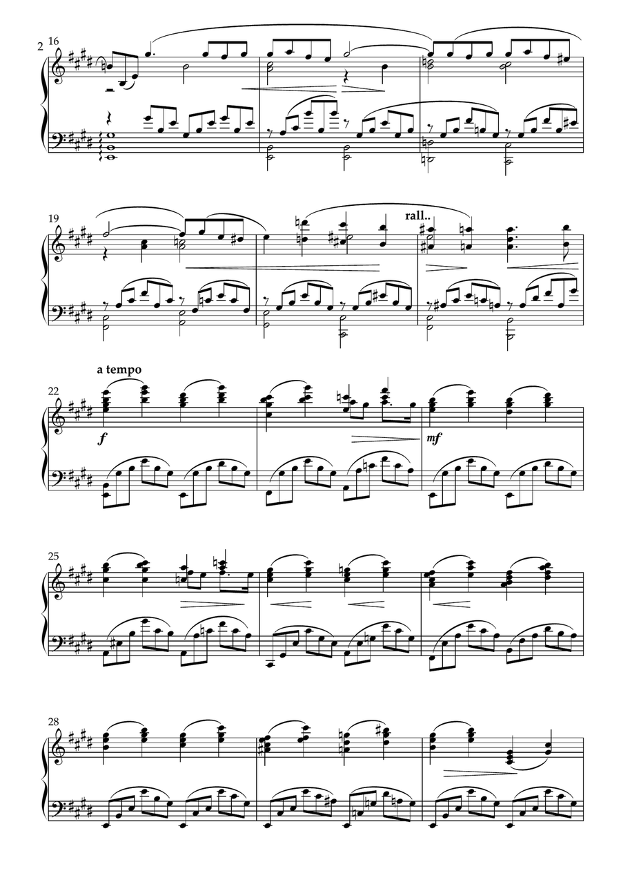 Music from the film Brief Encounter by Rachmaninoff Arranged for Solo