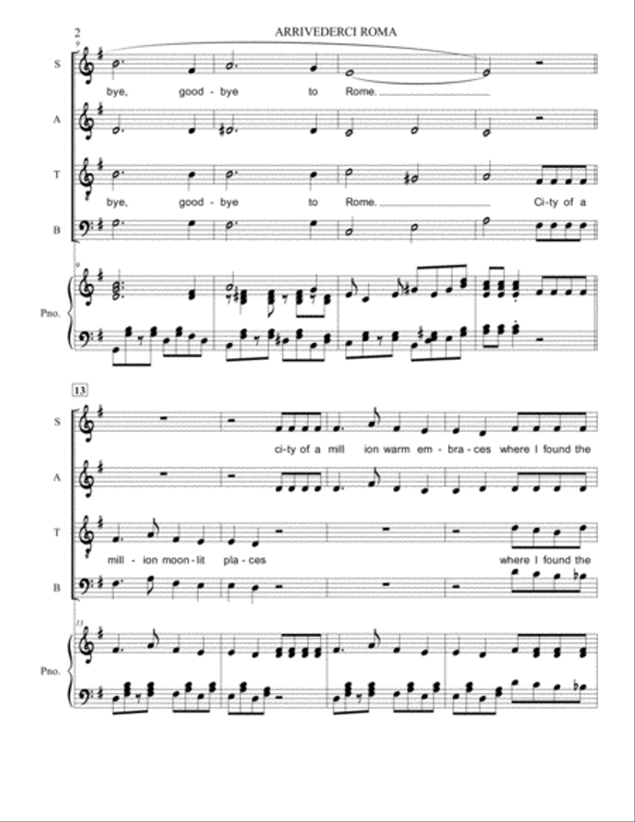 Arrivederci Roma (goodbye To Rome) 4-Part scores gallery preview page 2