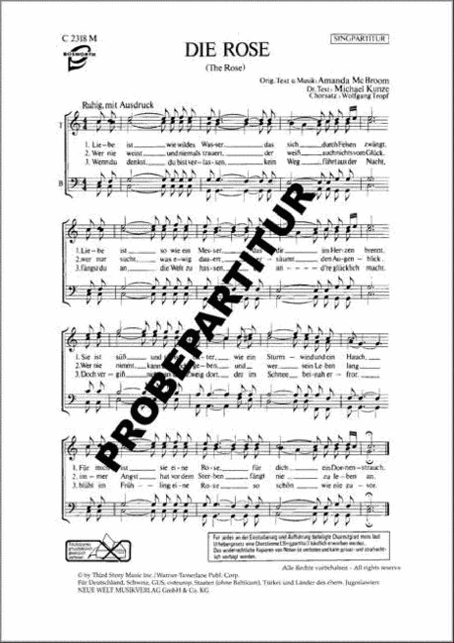 Die Rose Men's Choir scores gallery preview page 1